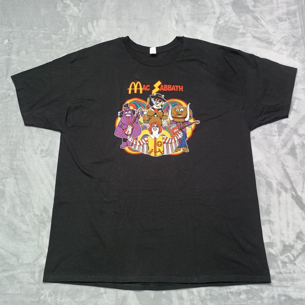 Mac Sabbath Shirt Mens 2XL Black Short Sleeve Graphic Tee Heavy Metal Parody